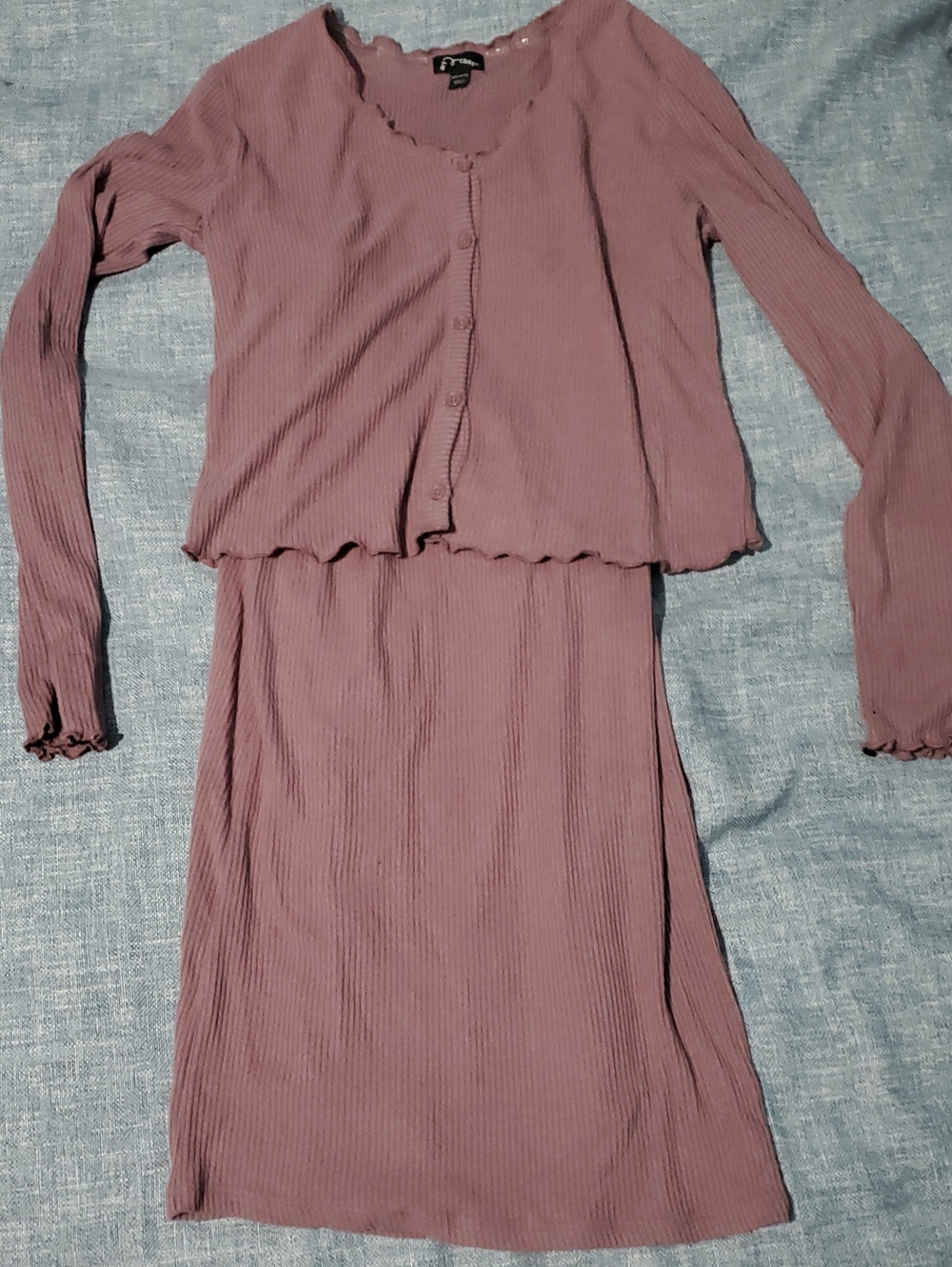 Art Class Ribbed Dress and Cardigan